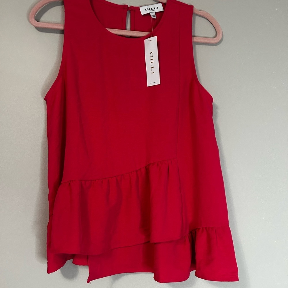 NWT Gilli Hot Pink Sleeveless Peplum Blouse, Size S - Picture 10 of 10